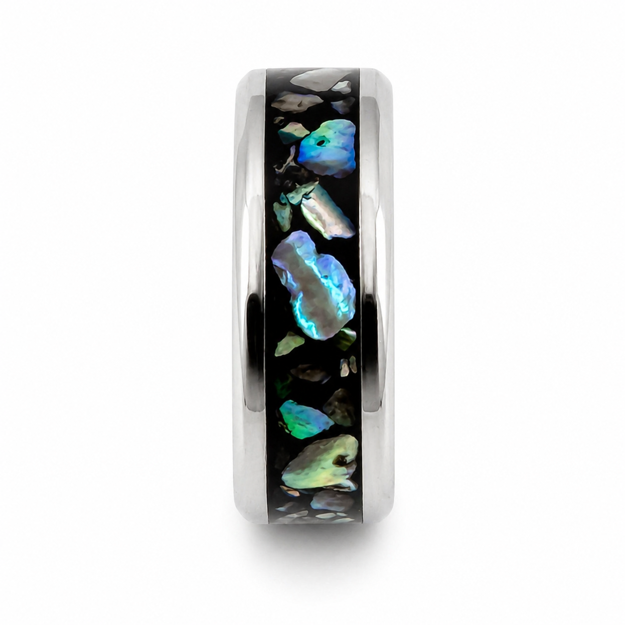 "Phantom" — Abalone & Black Base Inlay Band, 8mm