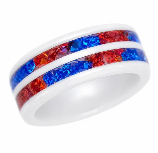 America 250 Ring - Red, White and Blue Stagger (8mm)