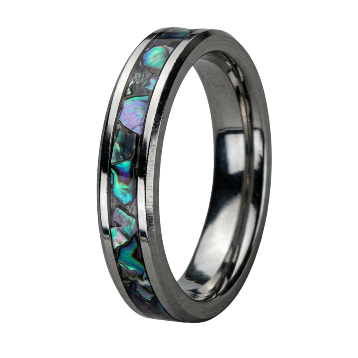 "Celeste" — Iridescent Abalone Stackable Ring, 4mm