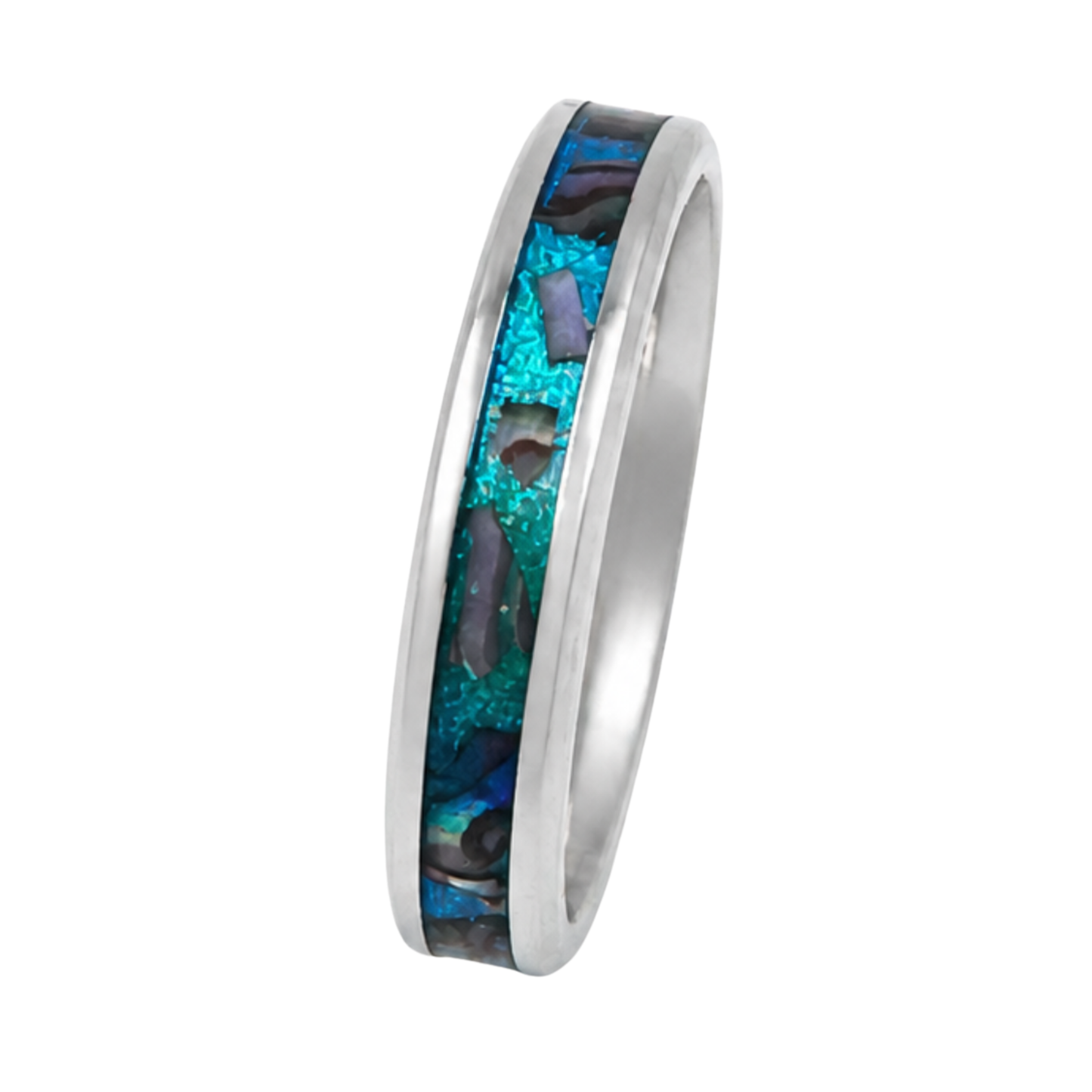 "Maris" — Abalone & Teal Chameleon Stackable Ring, 4mm