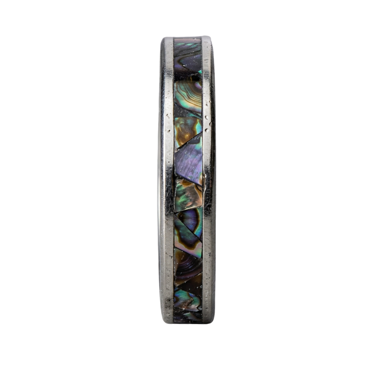 "Celeste" — Iridescent Abalone Stackable Ring, 4mm