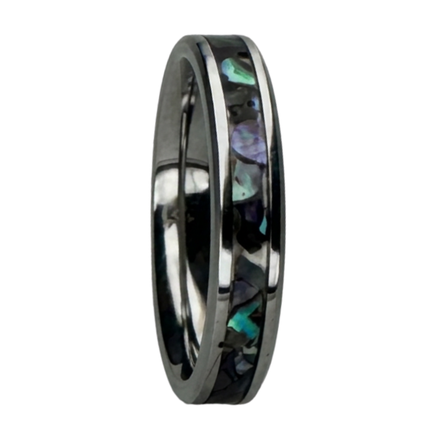 "Celeste" — Iridescent Abalone Stackable Ring, 4mm