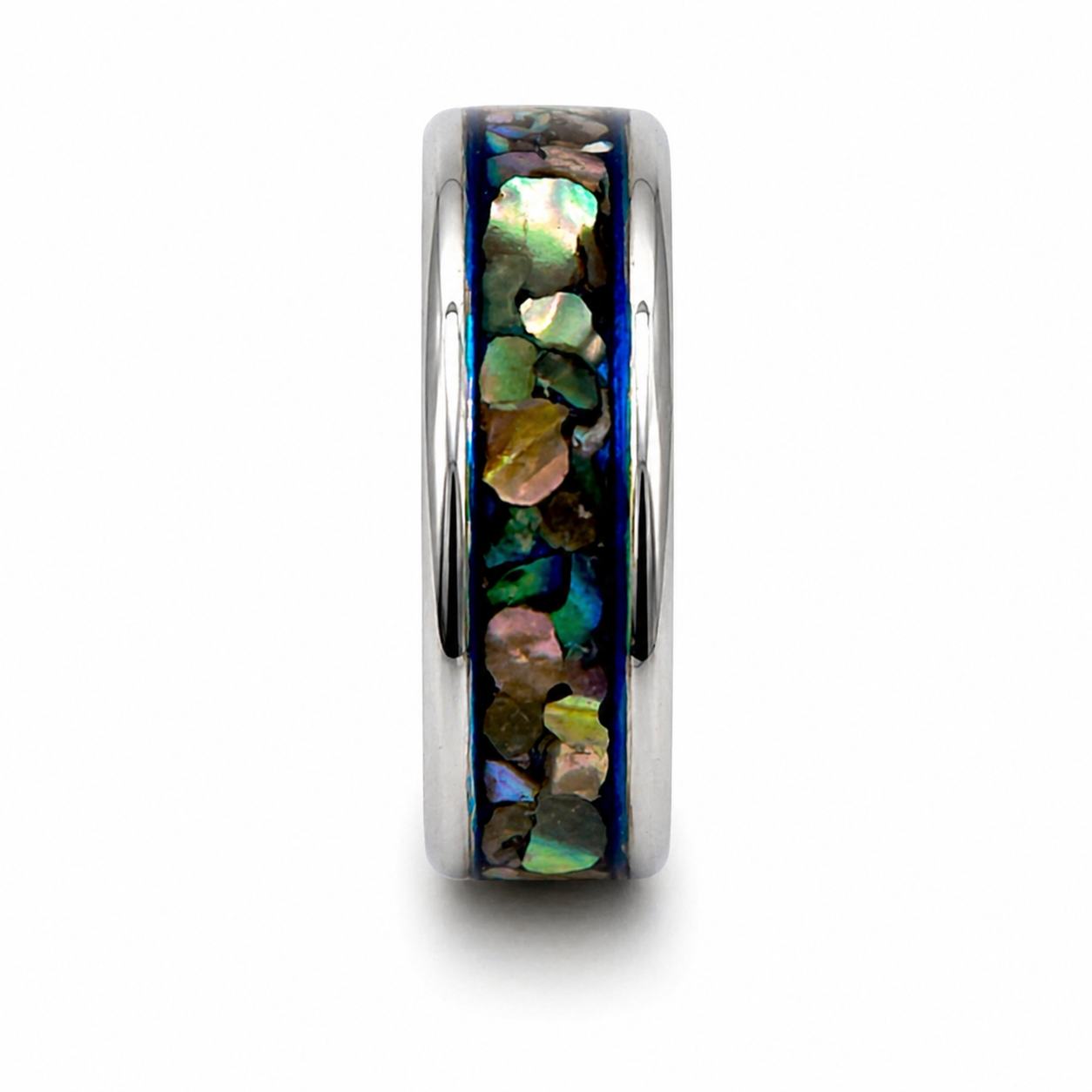 "Trident" — Abalone & Blue Mica Inlay Band, 8mm
