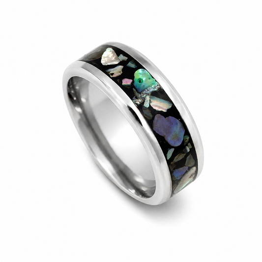 Abalone / Black Ring – Color Shifting Inlay Band (8mm)