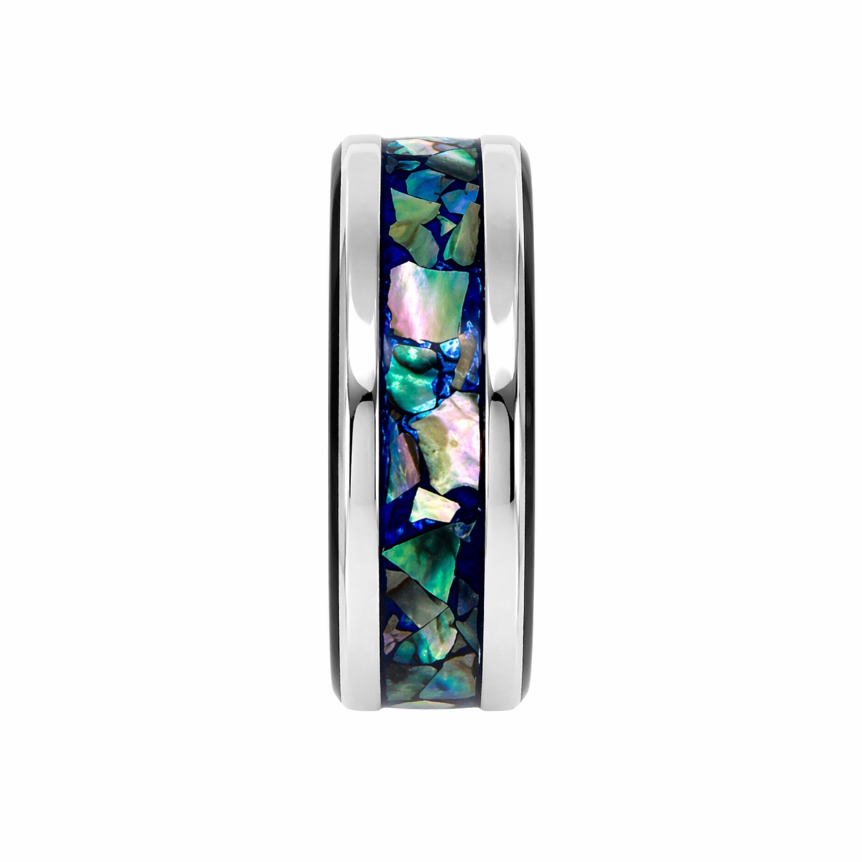 "Nautilus" — Abalone & Blue Chameleon Inlay Band, 8mm