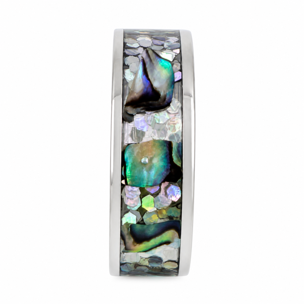 "Fiesta" — Abalone & Multicolor Glitter Stackable Ring, 6mm