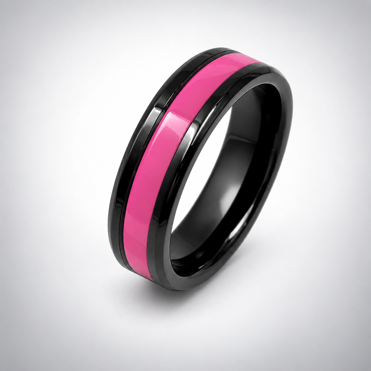 Breast Cancer Awareness Rings — Black Ceramic