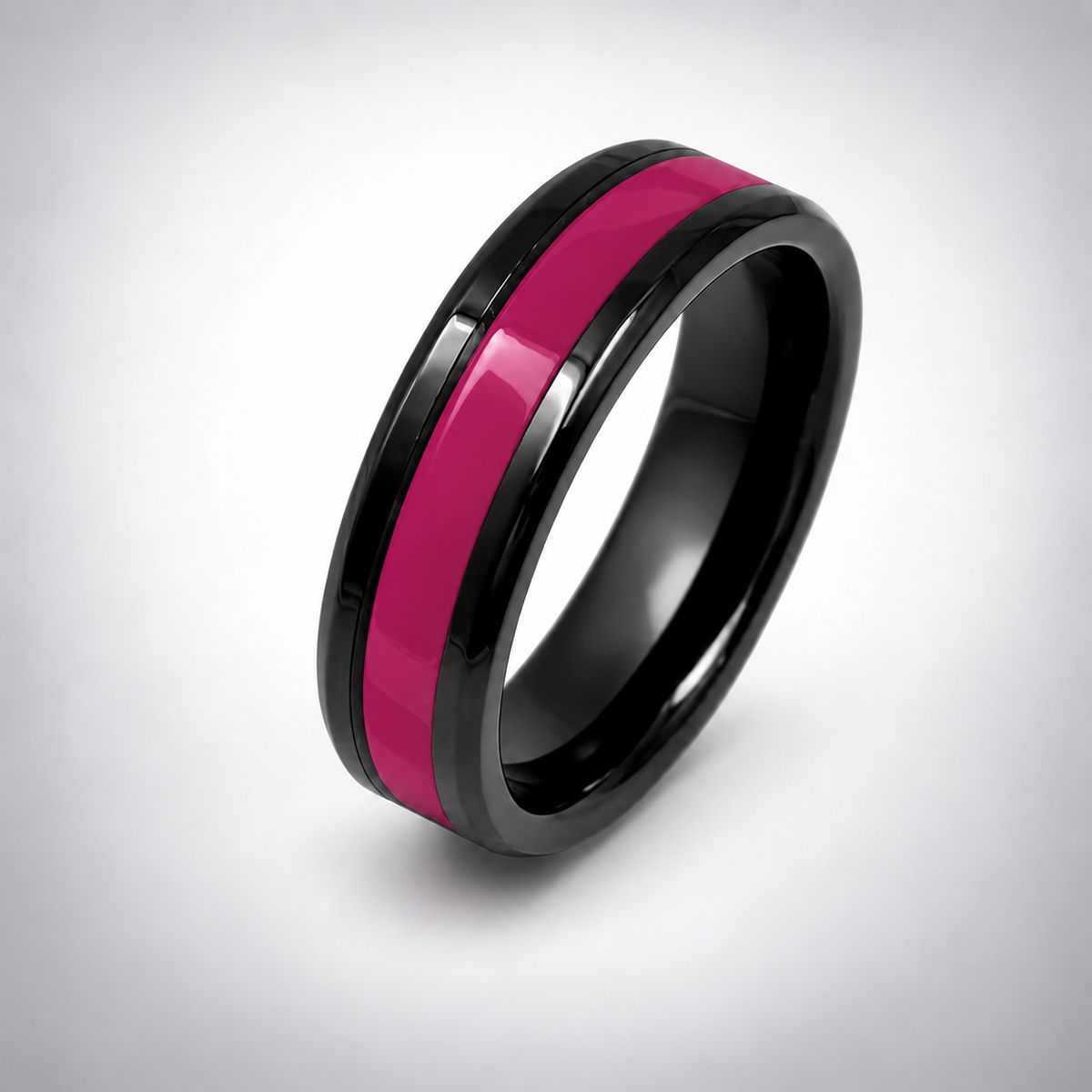 Breast Cancer Awareness Rings — Black Ceramic