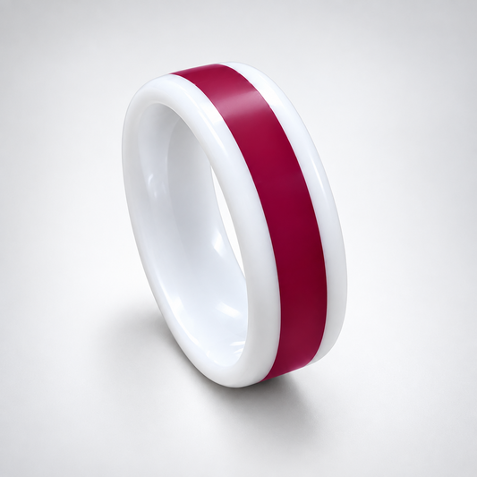 Breast Cancer Awareness Rings — White Ceramic