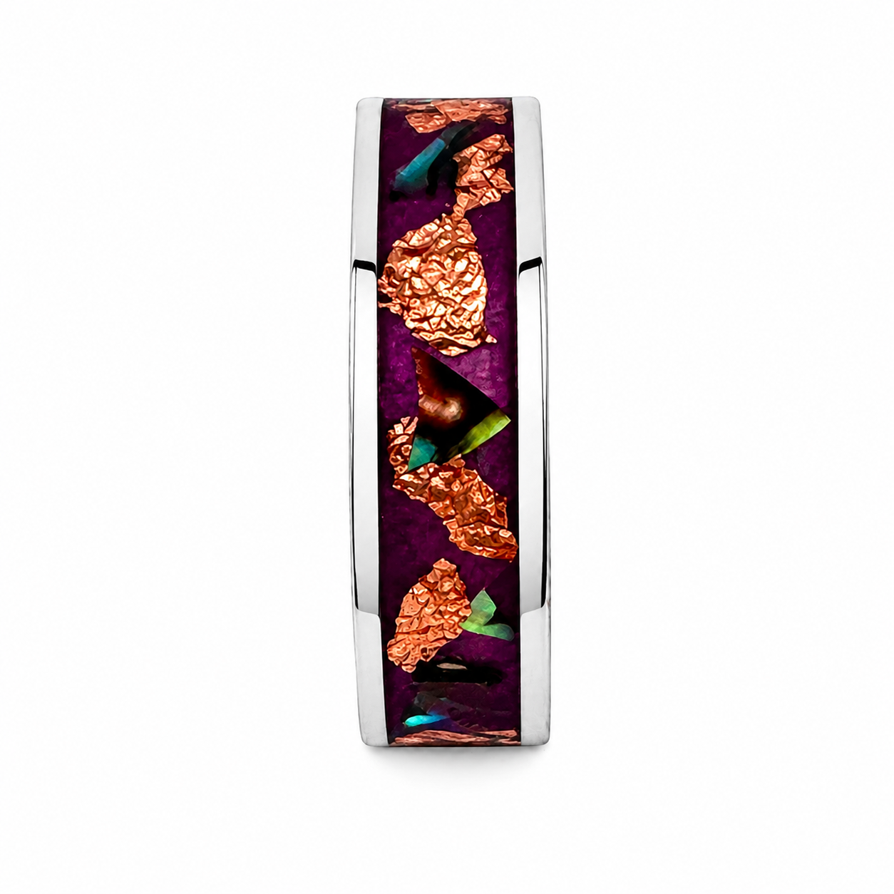 "Eloise" — Purple Lacquer, Abalone & Copper Flake Ring, 6mm — Designer's Own
