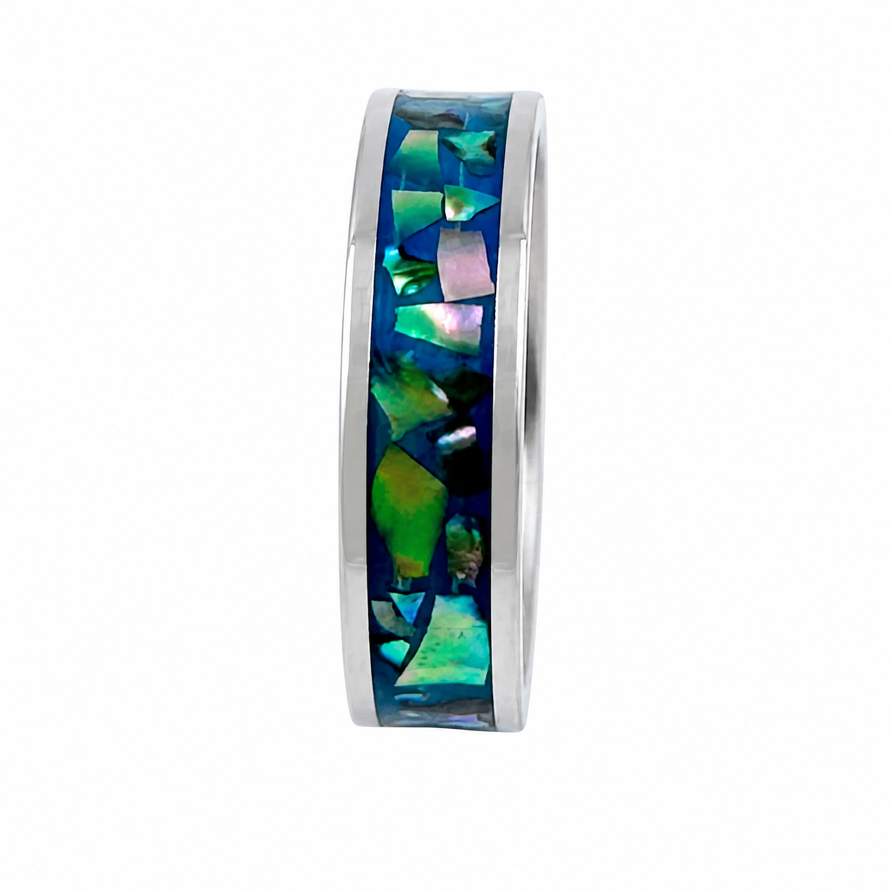 "Azura" — Blue Lacquer & Abalone Stackable Ring, 6mm